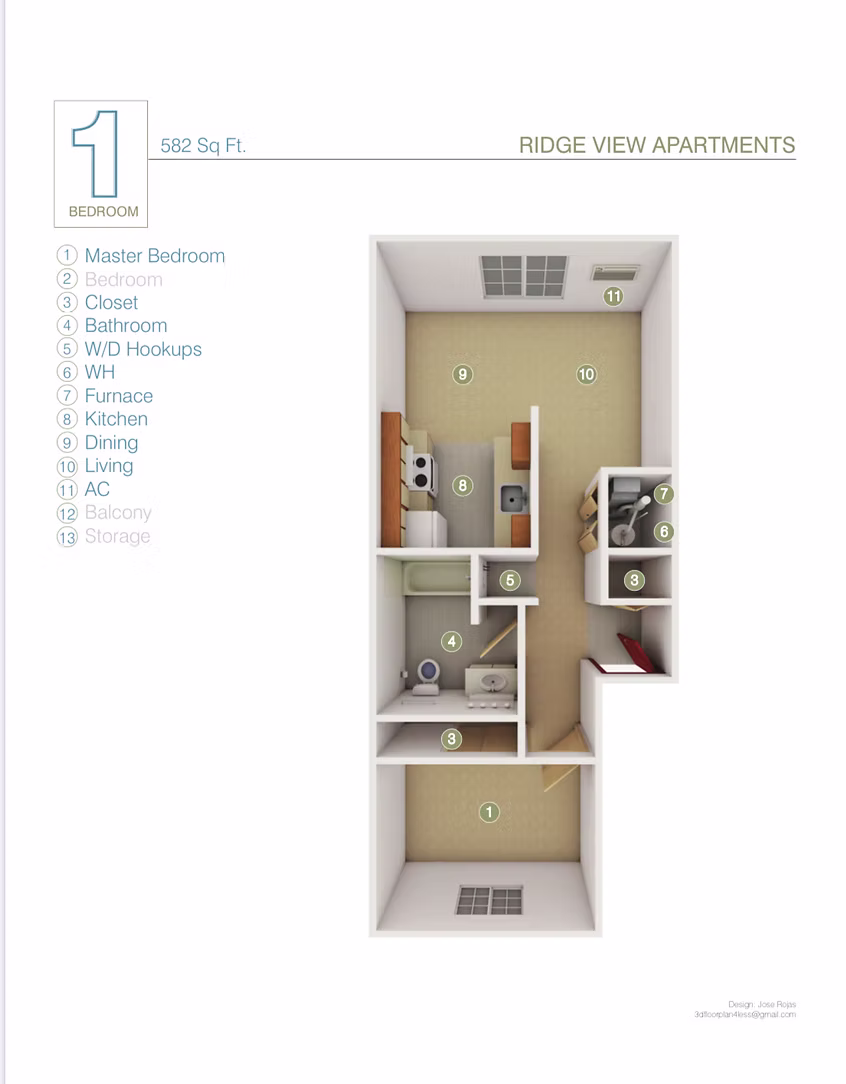One bedroom floor plan